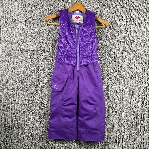 Obermeyer I-Grow Bib Snowsuit Girl's Size 4 Adjustable Ski Suit Purple Winter - Picture 1 of 11